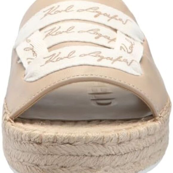 Karl Lagerfeld Logo Embroidery Platform Espadrille Women Cherie white size 8 NWT - Picture 2 of 9